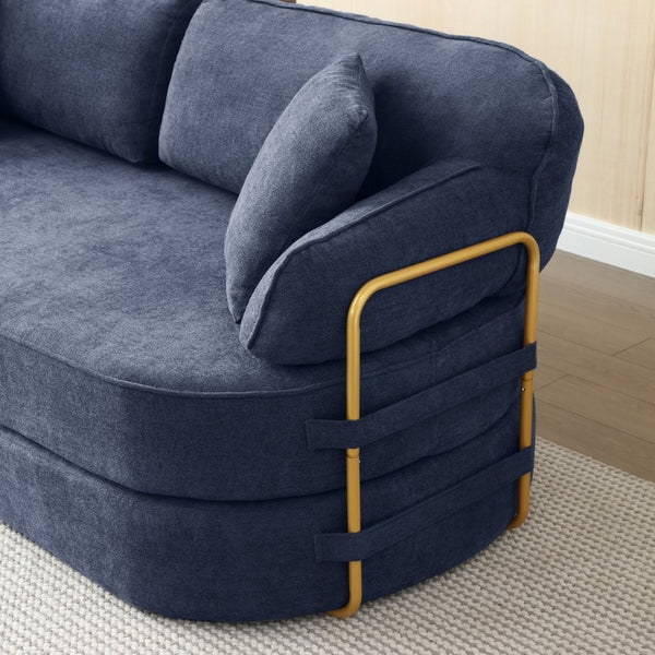 English Elm 78.3 Inch Queen Sleeper Futon Sofa with Removable Backrest No Assembly Required Dark Blue W1117P567788