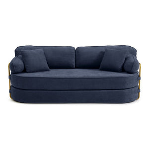 English Elm 78.3 Inch Queen Sleeper Futon Sofa with Removable Backrest No Assembly Required Dark Blue W1117P567788