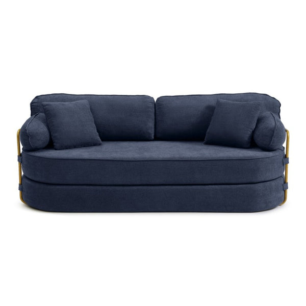 English Elm 78.3 Inch Queen Sleeper Futon Sofa with Removable Backrest No Assembly Required Dark Blue W1117P567788