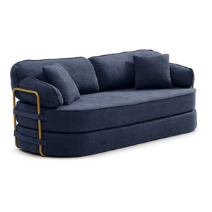 English Elm 78.3 Inch Queen Sleeper Futon Sofa with Removable Backrest No Assembly Required Dark Blue W1117P567788