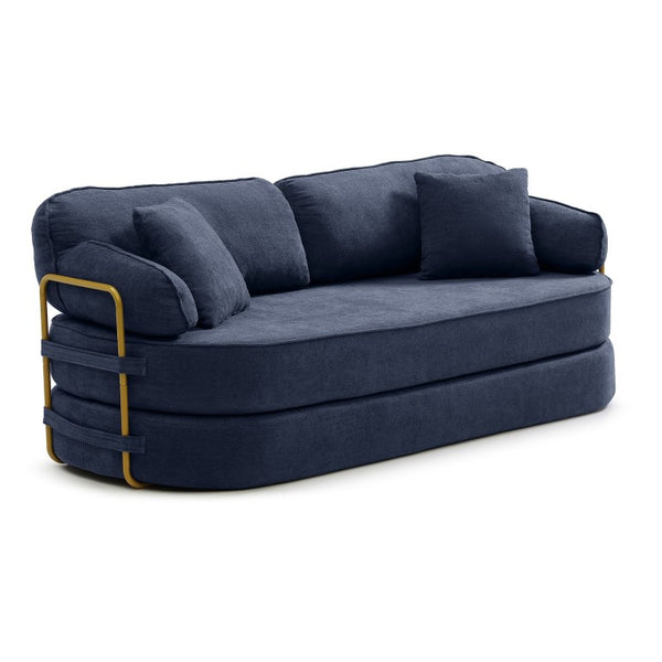 English Elm 78.3 Inch Queen Sleeper Futon Sofa with Removable Backrest No Assembly Required Dark Blue W1117P567788