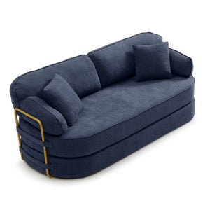 English Elm 78.3 Inch Queen Sleeper Futon Sofa with Removable Backrest No Assembly Required Dark Blue W1117P567788