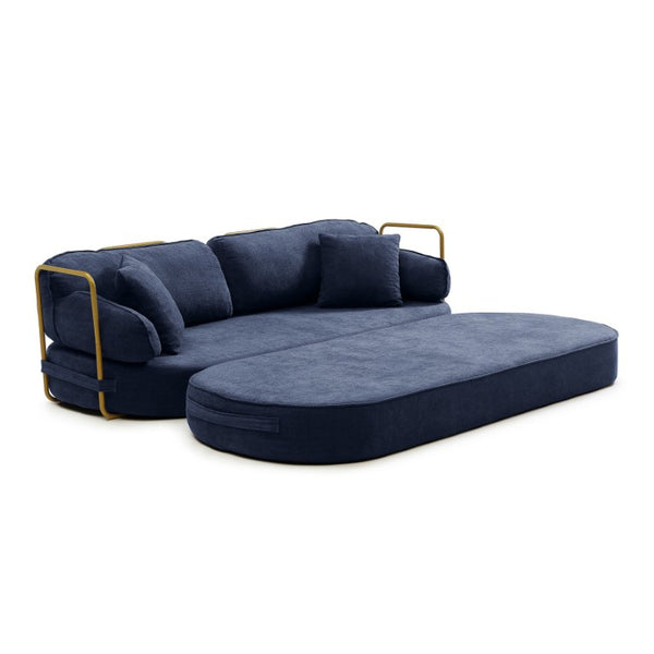 English Elm 78.3 Inch Queen Sleeper Futon Sofa with Removable Backrest No Assembly Required Dark Blue W1117P567788
