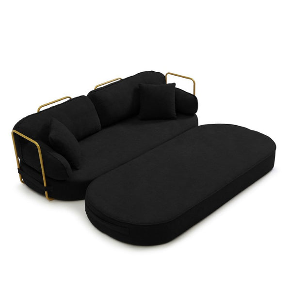 English Elm 78.3 Inch Queen Sleeper Futon Sofa with Removable Backrest No Assembly Required Black W1117P567810
