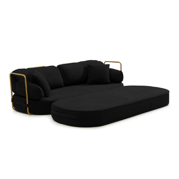 English Elm 78.3 Inch Queen Sleeper Futon Sofa with Removable Backrest No Assembly Required Black W1117P567810