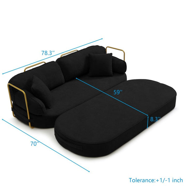 English Elm 78.3 Inch Queen Sleeper Futon Sofa with Removable Backrest No Assembly Required Black W1117P567810