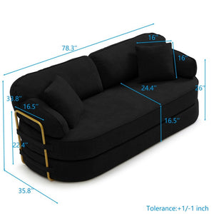 English Elm 78.3 Inch Queen Sleeper Futon Sofa with Removable Backrest No Assembly Required Black W1117P567810