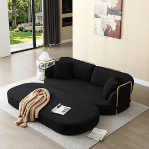 English Elm 78.3 Inch Queen Sleeper Futon Sofa with Removable Backrest No Assembly Required Black W1117P567810