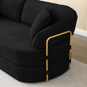 English Elm 78.3 Inch Queen Sleeper Futon Sofa with Removable Backrest No Assembly Required Black W1117P567810