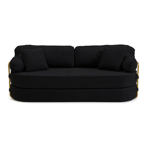 English Elm 78.3 Inch Queen Sleeper Futon Sofa with Removable Backrest No Assembly Required Black W1117P567810
