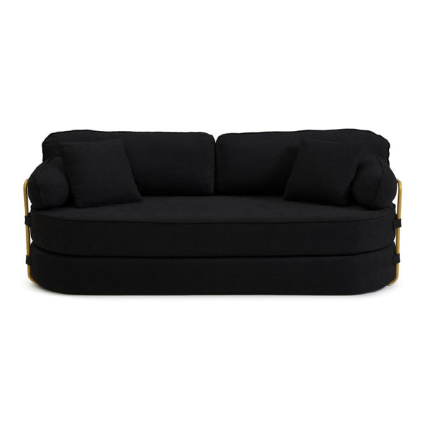 English Elm 78.3 Inch Queen Sleeper Futon Sofa with Removable Backrest No Assembly Required Black W1117P567810