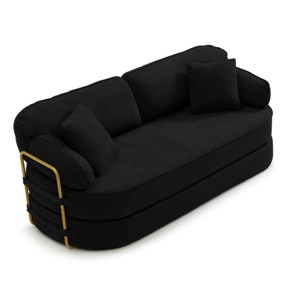 English Elm 78.3 Inch Queen Sleeper Futon Sofa with Removable Backrest No Assembly Required Black W1117P567810