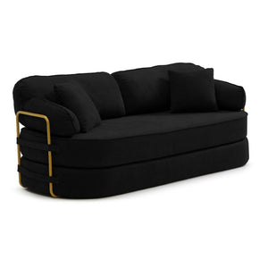 English Elm 78.3 Inch Queen Sleeper Futon Sofa with Removable Backrest No Assembly Required Black W1117P567810