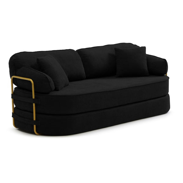 English Elm 78.3 Inch Queen Sleeper Futon Sofa with Removable Backrest No Assembly Required Black W1117P567810