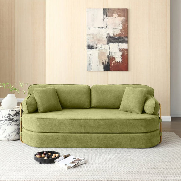 English Elm 78.3 Inch Queen Sleeper Futon Sofa with Removable Backrest No Assembly Required Green W1117P567815