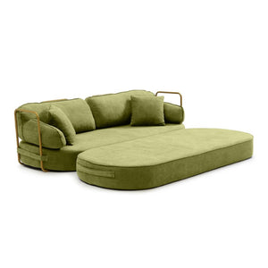 English Elm 78.3 Inch Queen Sleeper Futon Sofa with Removable Backrest No Assembly Required Green W1117P567815