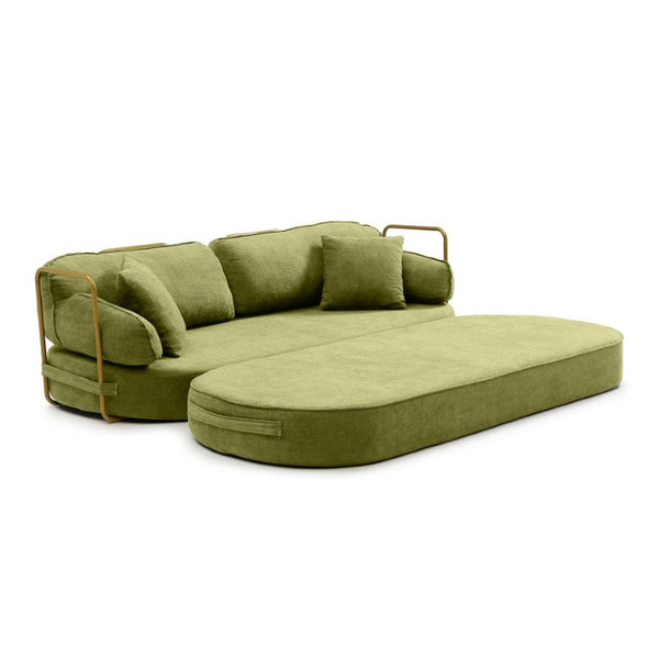 English Elm 78.3 Inch Queen Sleeper Futon Sofa with Removable Backrest No Assembly Required Green W1117P567815
