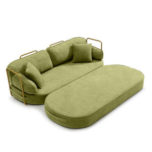 English Elm 78.3 Inch Queen Sleeper Futon Sofa with Removable Backrest No Assembly Required Green W1117P567815