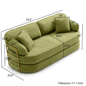 English Elm 78.3 Inch Queen Sleeper Futon Sofa with Removable Backrest No Assembly Required Green W1117P567815