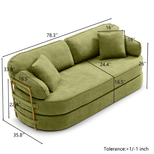 English Elm 78.3 Inch Queen Sleeper Futon Sofa with Removable Backrest No Assembly Required Green W1117P567815