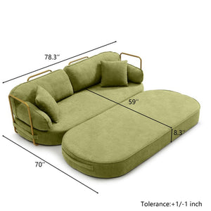English Elm 78.3 Inch Queen Sleeper Futon Sofa with Removable Backrest No Assembly Required Green W1117P567815
