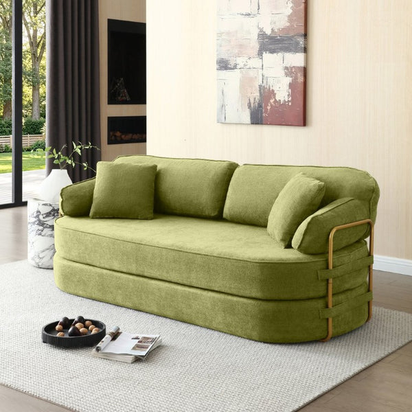 English Elm 78.3 Inch Queen Sleeper Futon Sofa with Removable Backrest No Assembly Required Green W1117P567815