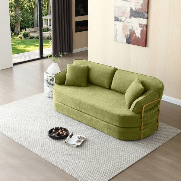 English Elm 78.3 Inch Queen Sleeper Futon Sofa with Removable Backrest No Assembly Required Green W1117P567815