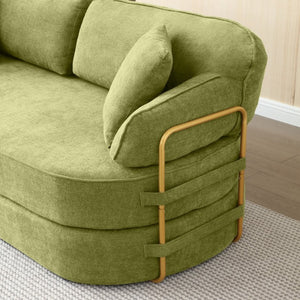 English Elm 78.3 Inch Queen Sleeper Futon Sofa with Removable Backrest No Assembly Required Green W1117P567815