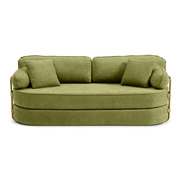 English Elm 78.3 Inch Queen Sleeper Futon Sofa with Removable Backrest No Assembly Required Green W1117P567815