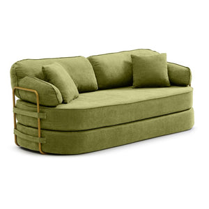 English Elm 78.3 Inch Queen Sleeper Futon Sofa with Removable Backrest No Assembly Required Green W1117P567815