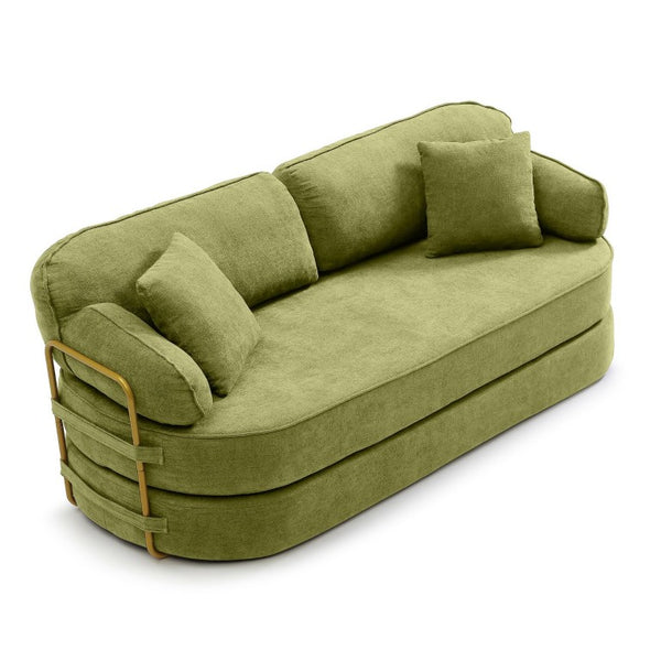 English Elm 78.3 Inch Queen Sleeper Futon Sofa with Removable Backrest No Assembly Required Green W1117P567815