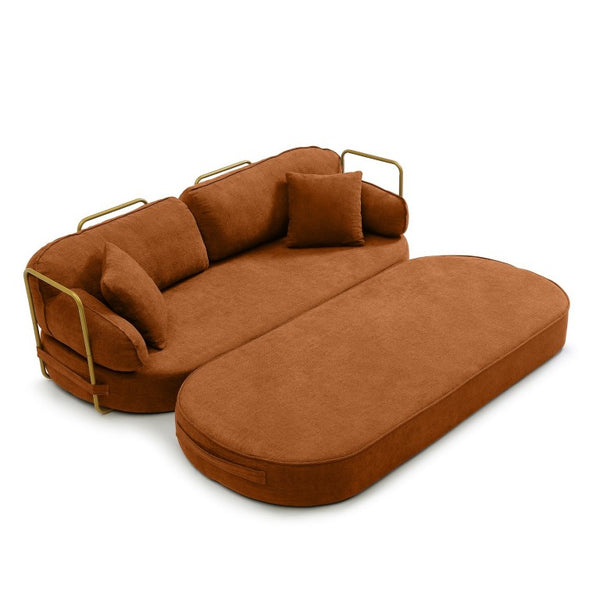 English Elm 78.3 Inch Queen Sleeper Futon Sofa with Removable Backrest No Assembly Required Orange W1117P567816