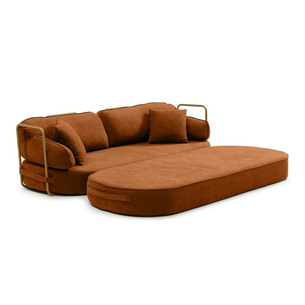 English Elm 78.3 Inch Queen Sleeper Futon Sofa with Removable Backrest No Assembly Required Orange W1117P567816