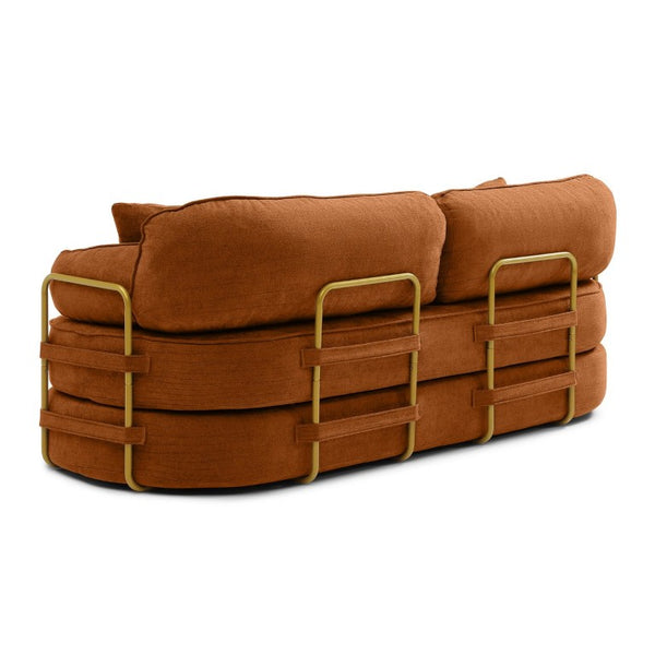 English Elm 78.3 Inch Queen Sleeper Futon Sofa with Removable Backrest No Assembly Required Orange W1117P567816