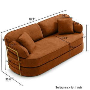 English Elm 78.3 Inch Queen Sleeper Futon Sofa with Removable Backrest No Assembly Required Orange W1117P567816