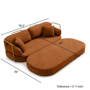 English Elm 78.3 Inch Queen Sleeper Futon Sofa with Removable Backrest No Assembly Required Orange W1117P567816