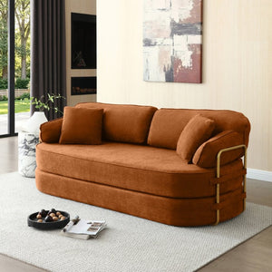 English Elm 78.3 Inch Queen Sleeper Futon Sofa with Removable Backrest No Assembly Required Orange W1117P567816