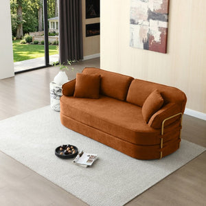 English Elm 78.3 Inch Queen Sleeper Futon Sofa with Removable Backrest No Assembly Required Orange W1117P567816