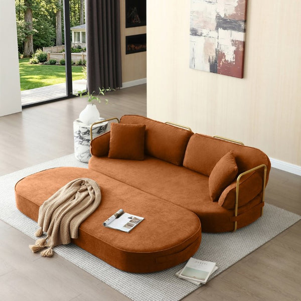 English Elm 78.3 Inch Queen Sleeper Futon Sofa with Removable Backrest No Assembly Required Orange W1117P567816