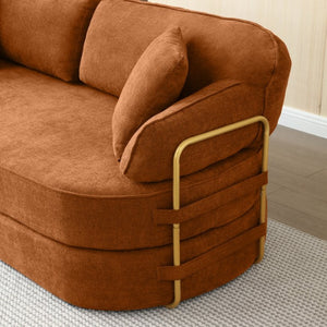 English Elm 78.3 Inch Queen Sleeper Futon Sofa with Removable Backrest No Assembly Required Orange W1117P567816