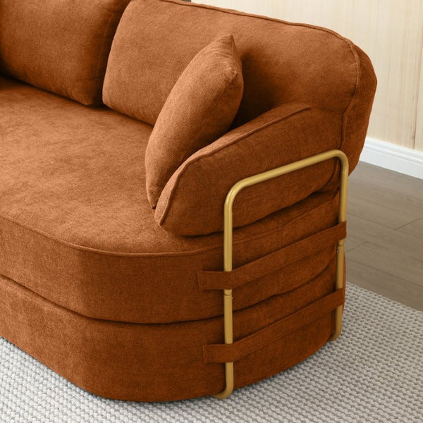 English Elm 78.3 Inch Queen Sleeper Futon Sofa with Removable Backrest No Assembly Required Orange W1117P567816