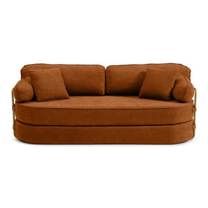 English Elm 78.3 Inch Queen Sleeper Futon Sofa with Removable Backrest No Assembly Required Orange W1117P567816
