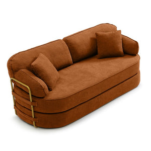 English Elm 78.3 Inch Queen Sleeper Futon Sofa with Removable Backrest No Assembly Required Orange W1117P567816