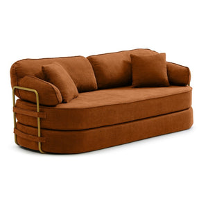 English Elm 78.3 Inch Queen Sleeper Futon Sofa with Removable Backrest No Assembly Required Orange W1117P567816