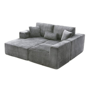 English Elm 109'' Modular Cloud Sectional Corduroy Deep Seat L-shape Sofa for Living Room Lounging Grey Left Chaise W1117S00453