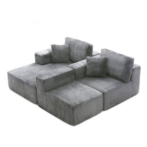 English Elm 109'' Modular Cloud Sectional Corduroy Deep Seat L-shape Sofa for Living Room Lounging Grey Left Chaise W1117S00453