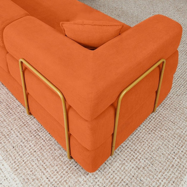 English Elm 108 Inch Corduroy Modular Cloud Sectional Deep Seat Foam Sofa Bed No Assembly Orange W1117S00473
