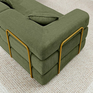 English Elm 108 Inch Corduroy Modular Cloud Sectional Deep Seat Foam Sofa Bed No Assembly Green W1117S00474