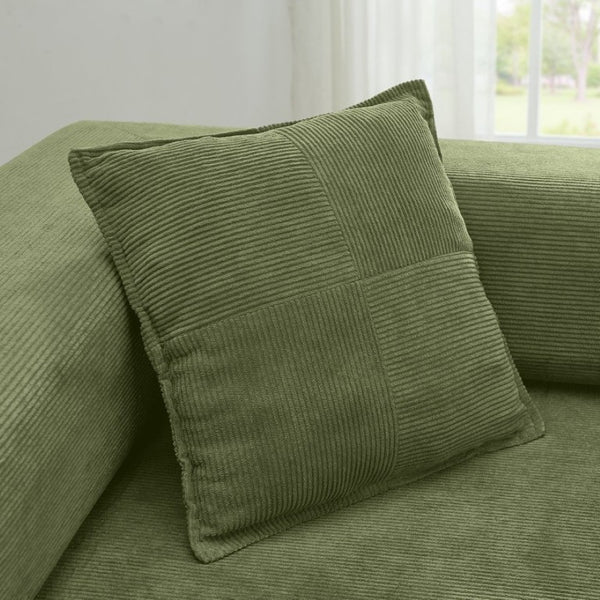 English Elm 108 Inch Corduroy Modular Cloud Sectional Deep Seat Foam Sofa Bed No Assembly Green W1117S00474