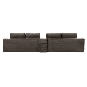 English Elm 150 Inch Modular Corduroy Sectional with Deep Cloud Seating USB Ports Living Room Camel U-Shape W1117S00477